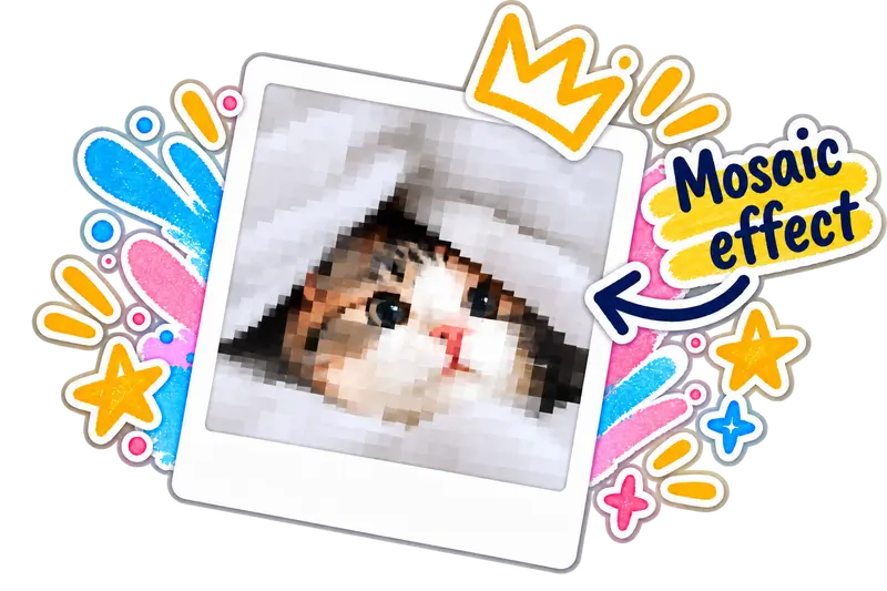 Cat photo with a mosaic effect